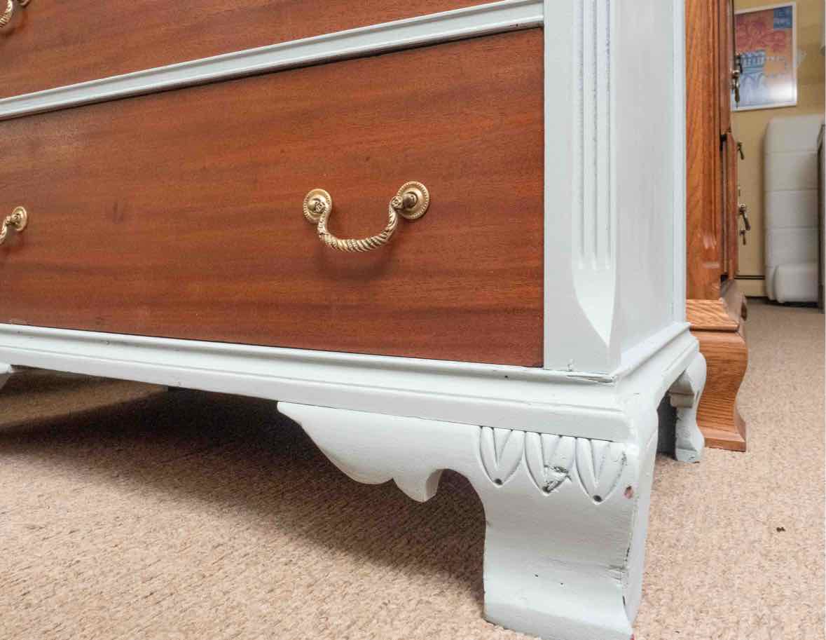 Mahogany 3 Over 2 'Ice Blue' Finish Chest