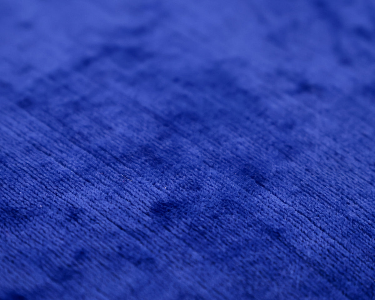 Custom Blue Velvet Upholstered Bench