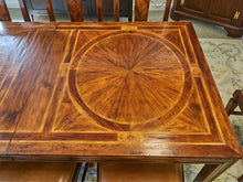 Theodore Alexander  Elm Wood with Burl & Mahogany Inlaid  Dining Table & Chairs