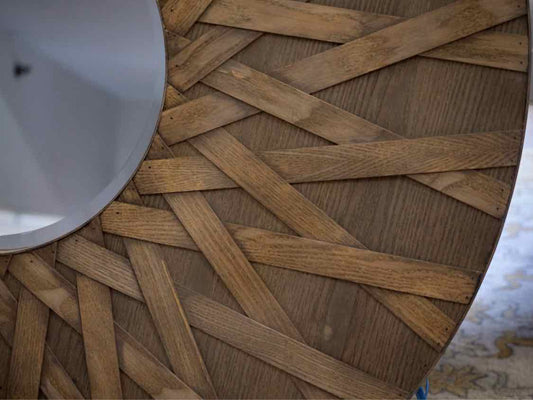 Wood Weave Round Mirror