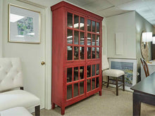 Crate & Barrel Glass Door Display Cabinet in Rustic Red
