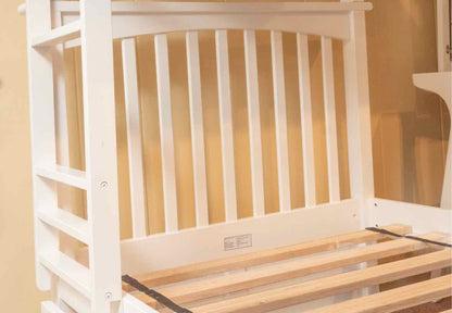 White Finish Twin Over Twin Bunkbed With Pull Out Trundle