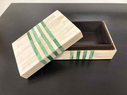 Small Decorative Box in Ivory & Green