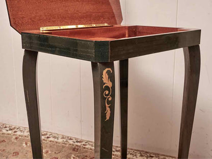 A. Garglulo & Iamuzzi  Green Finish Wood Marguetry Inlaid Music  Box Side Table