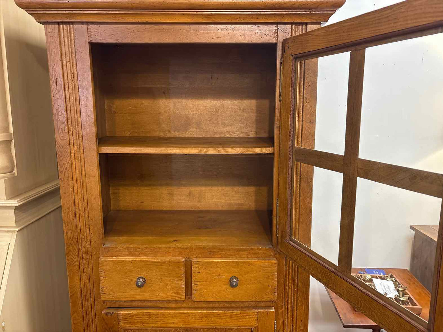Crate & Barrel Distressed Oak 2-Drawer Cabinet