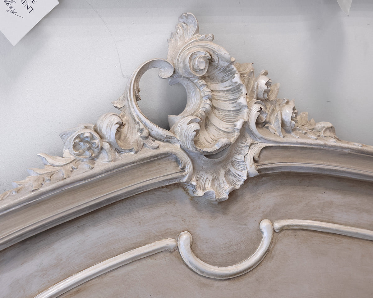 Vintage French Louis XV French Provincial Painted Walnut Queen Bed Frame