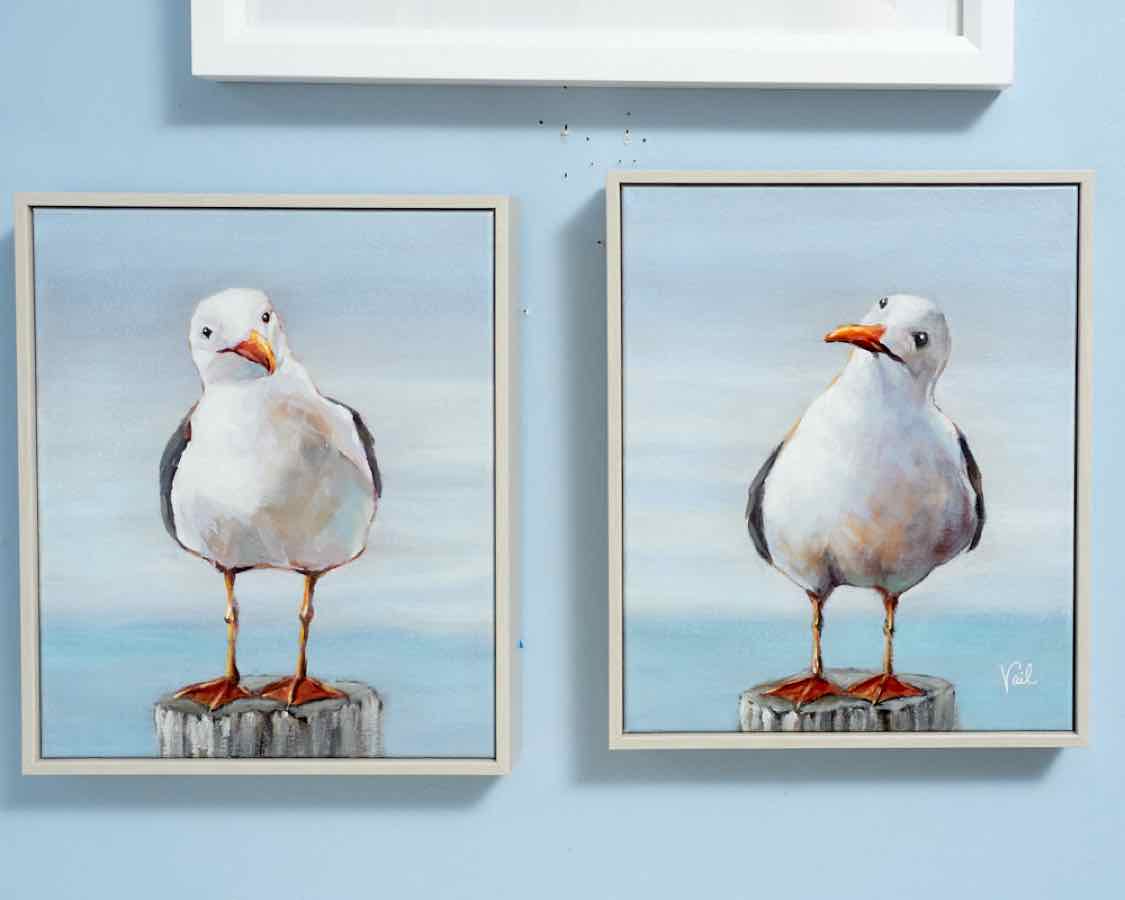 'Questioning Friends' Pair Of Framed Canvas Prints On Canvas
