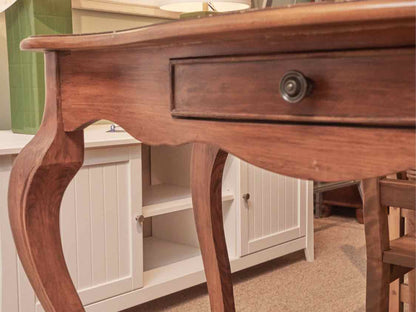 French Accent Table With Cabriolet Legs  1 Drawer & Lower Shelf