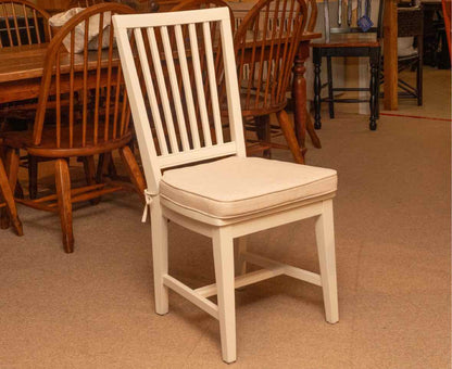 Universal Round  Ash Plank Top Cream Finish Pedestal  Table & 6 Chair Set