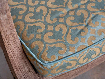 Outdoor Dining Set in Teak with 84" Round Dining Table, 8 Chairs & Umbrella