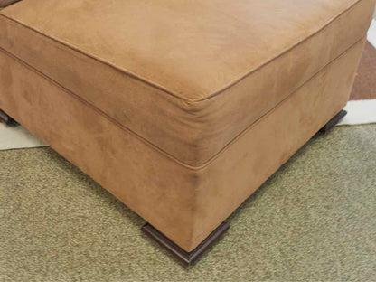 Pair of Mocha Microsuede Slipper Chairs with Ottoman