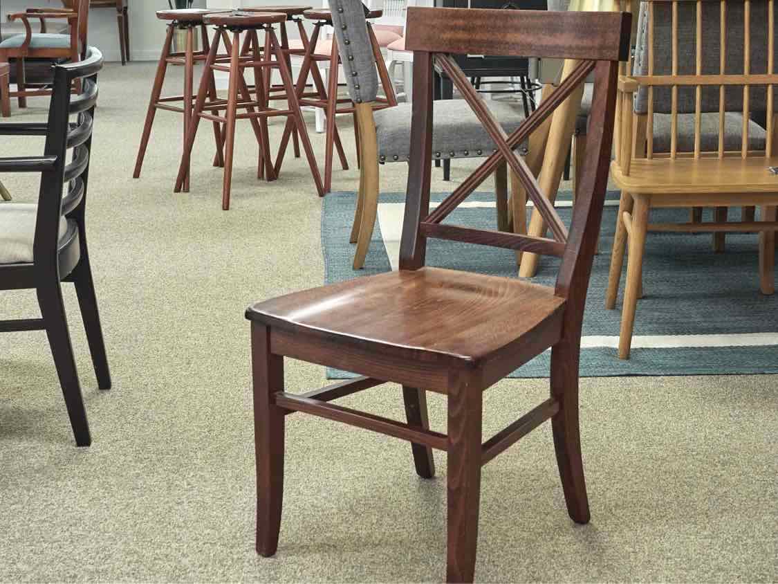 Dark Pine Finish Dining Table & Set of Six Chairs