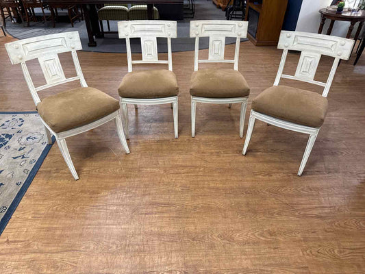Set of 4 Distressed Cream Dining Chairs