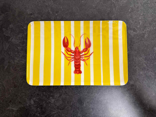 Hand-Painted Trinket Tray w/ Lobster Motif