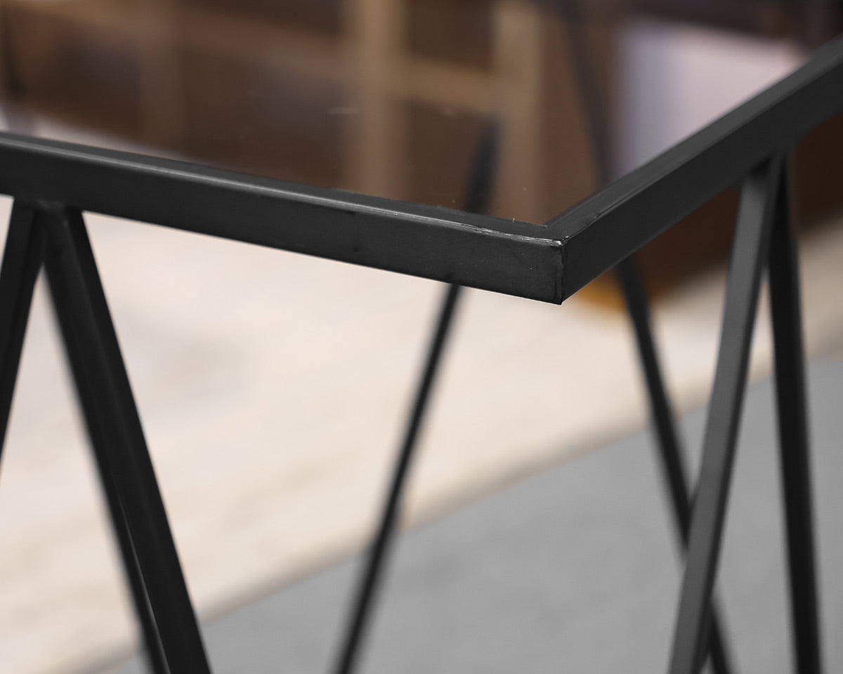 Pair of Wrought Iron Glass Top Accent Tables