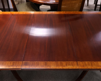 Councill Banded Mahogany Double Pedestal Dining Table with Three Leaves