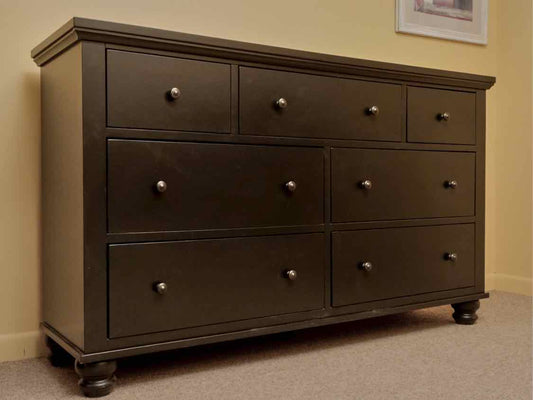 Aspen Furniture Black 7 Drawer Dresser with Matching Knobs