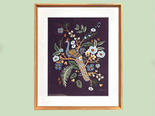 Embroidered Peacock in Light Wood Frame