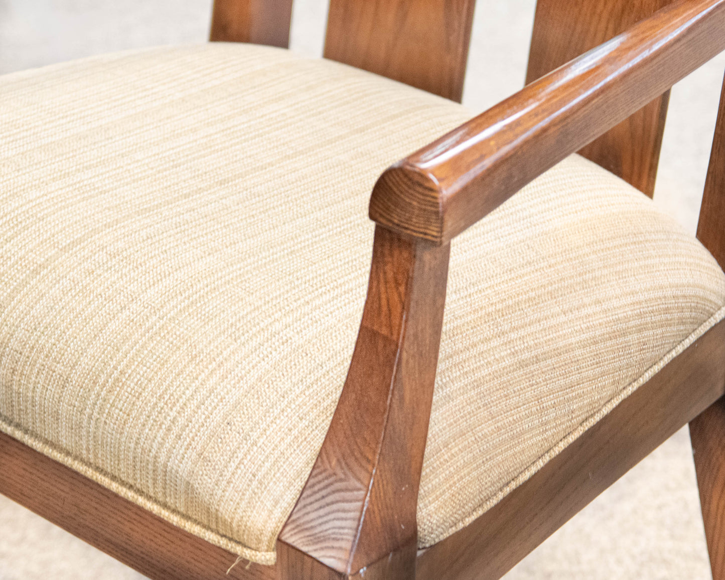 Ethan Allen Mission Oak Dining Table & Set Of 6 Upholstered Chairs