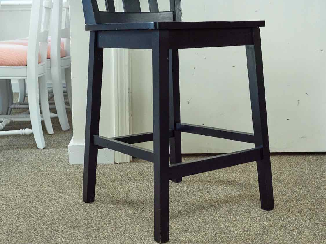 Pair of Black Finish School House Style Counter Stools