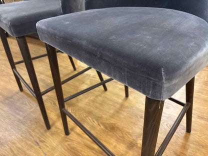Crate & Barrel Pair of 'Camille' Velvet Counter Stools
