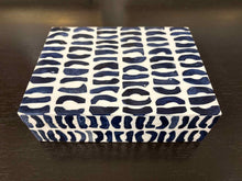 Small Decorative Kaju Hinged Box in Indigo & Ivory