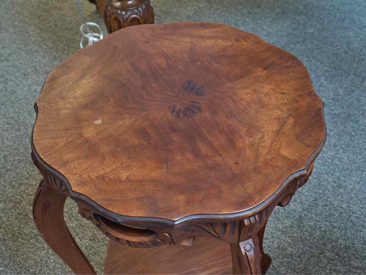 Pair of Carved Side Tables in Cherry Finish