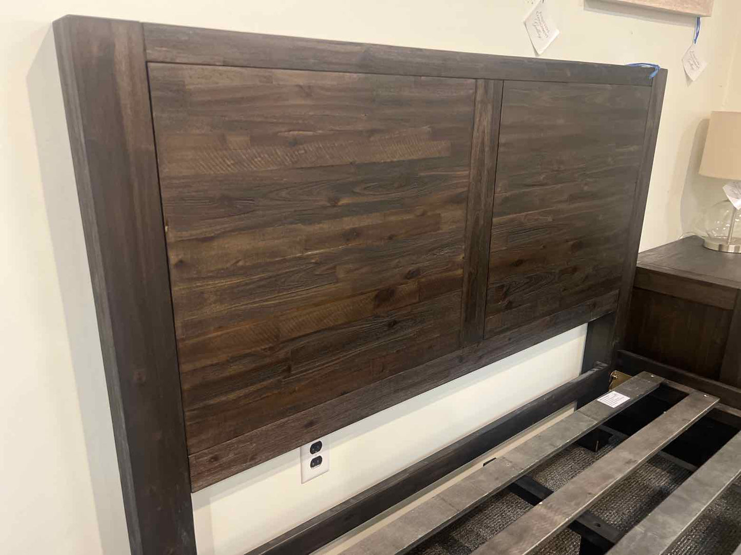 Dark Distressed Wood Queen Bed