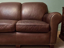 Hancock and Moore  'Burnt Sienna' Leather  3 Cushion  Nailhead Trim  Sofa