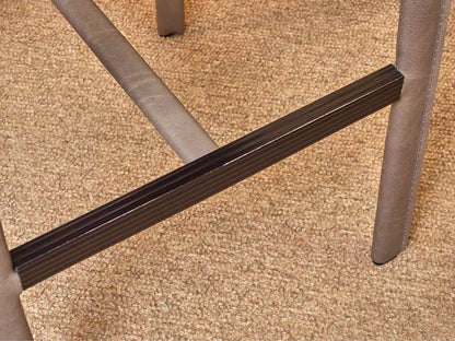 Pair Of Crate & Barrel Gray Leather Wrap Bar Stools