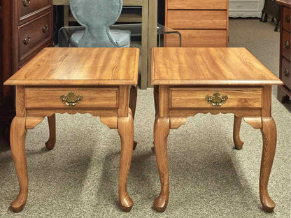 Kindcaid Pair of Oak Side Tables w/ Drawer