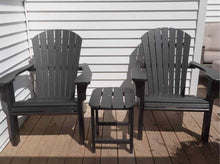 Pair Of Polywood Black Finish Adirondack Chairs & Side Table