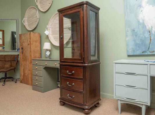 Euroclassique Mahogany Finish Curio Display Cabinet
