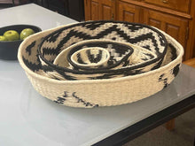 Set of 5 Black & White Wicker Baskets