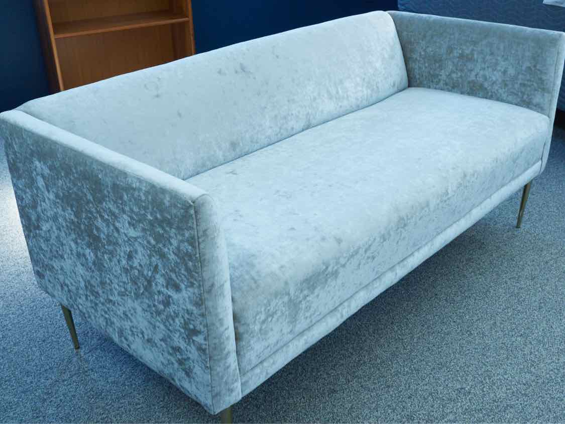 Performance Velvet Silver Gray Tight Back Chrome Legs Loveseat
