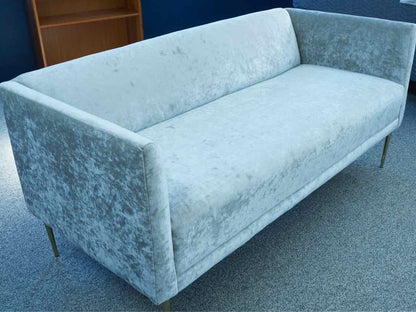 Performance Velvet Silver Gray Tight Back Chrome Legs Loveseat