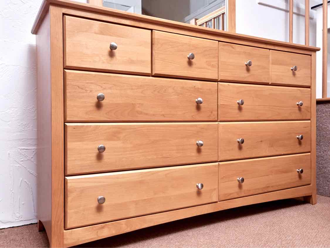 Solid Cherry (10) Safety Lock Drawers Includes Attached Mirror Dresser