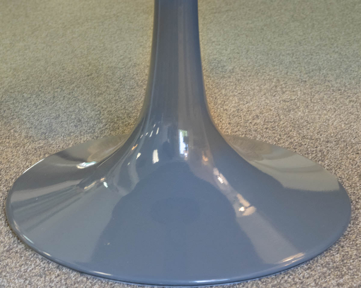 Round Tulip Dining Table with White & Grey Faux Stone Top
