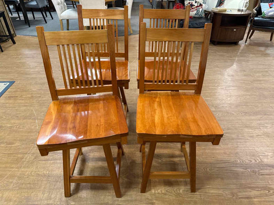 Set Of 4 Amish-Made Swivel Counter Stools