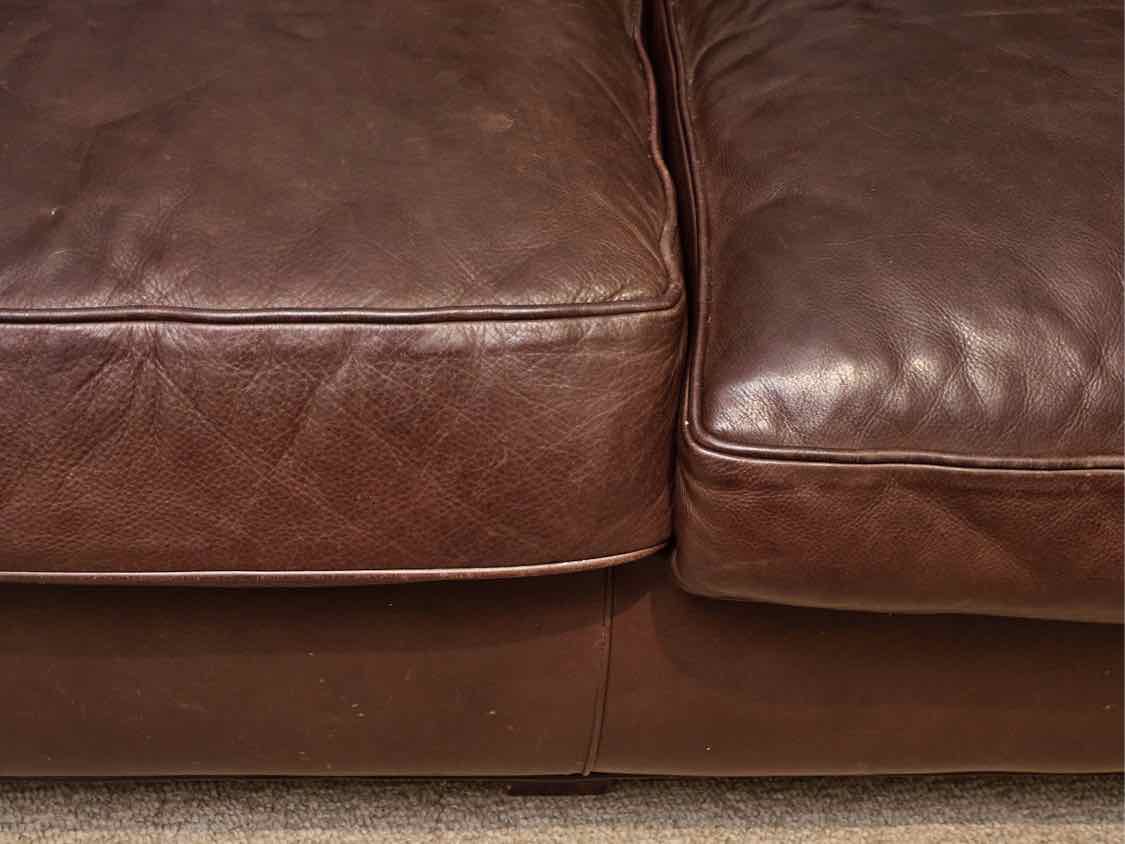 Hancock and Moore  'Burnt Sienna' Leather  3 Cushion  Nailhead Trim  Sofa