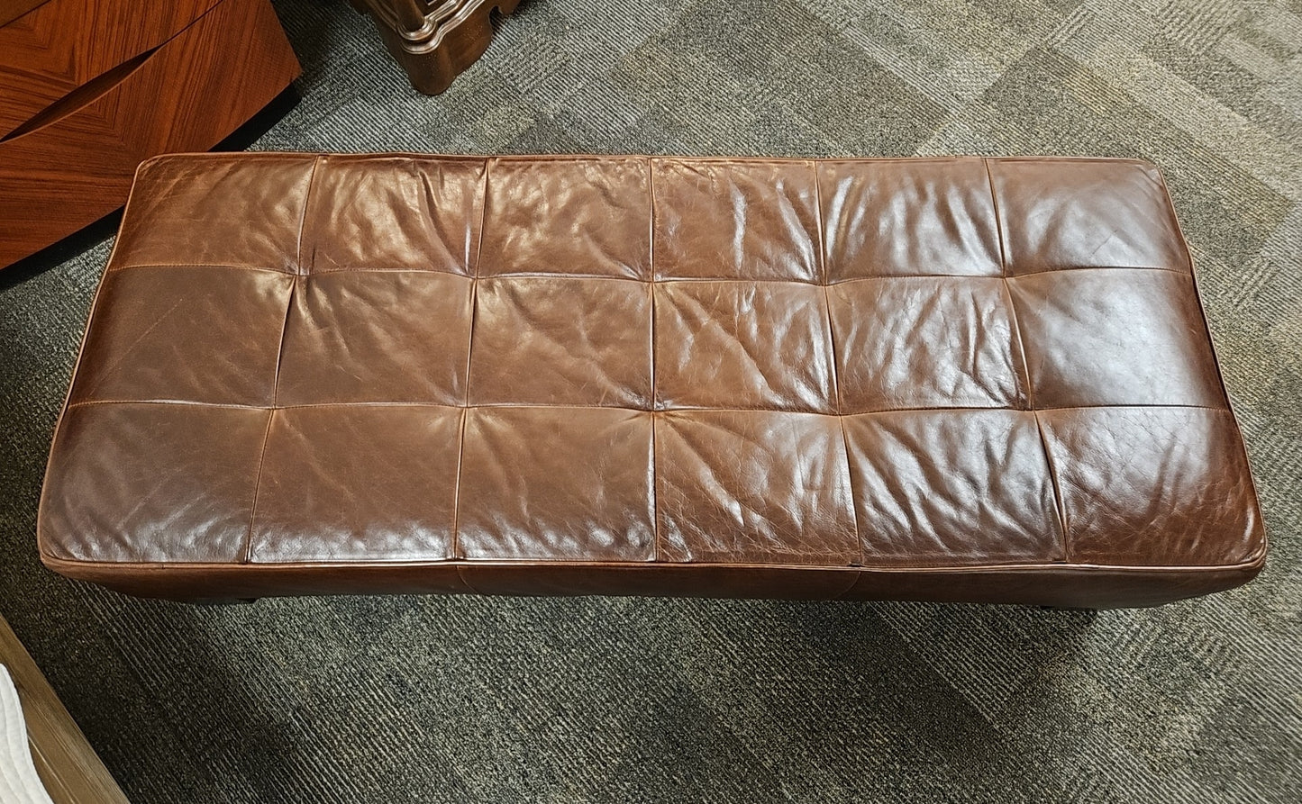 Crate & Barrel Chocolate Leather Ottoman