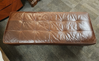Crate & Barrel Chocolate Leather Ottoman