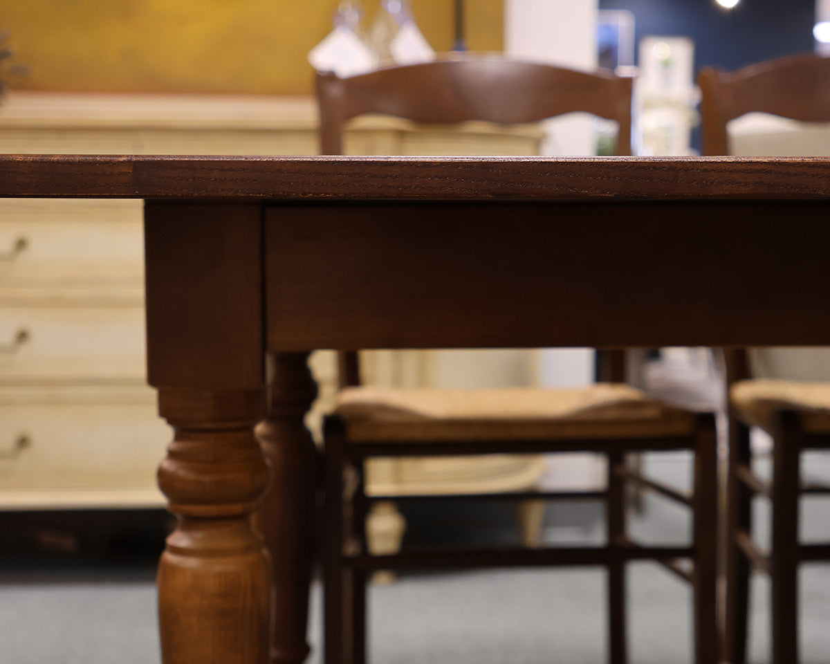 Farmhouse Extending Dining Table in Dark Oak with Set of 8 Ladder Back Chairs