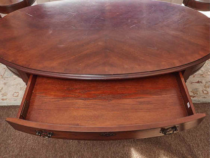 Drexel Heritage Mahogany 1 Drawer  Oval Cocktail Table
