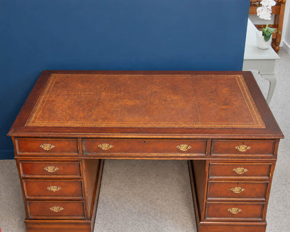 9 Drawer English Style Desk in Mahogany