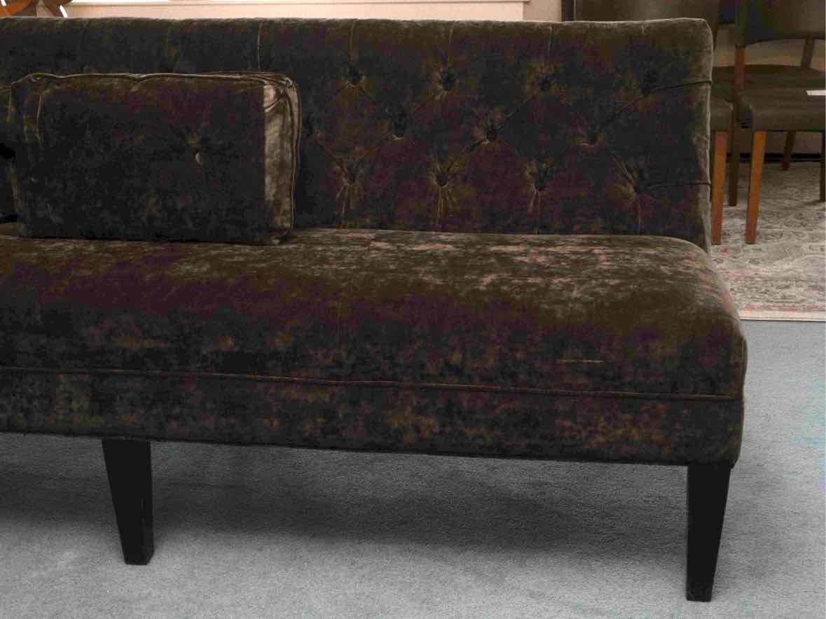 Charcoal Gray Durable Velvet Tufted Back & 3 Toss Pillows  Banquet Settee