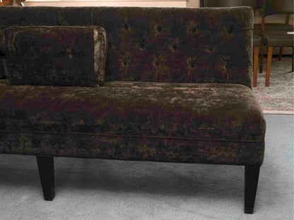 Charcoal Gray Durable Velvet Tufted Back & 3 Toss Pillows  Banquet Settee
