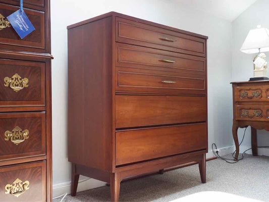 Dixie Walnut Mid Century 4 Drawer Chest