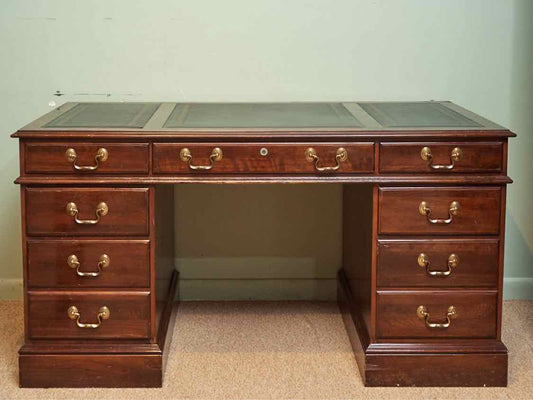 Ethan  Executive Mahogany Leather Top 5 Drawer 2 File Drawer Desk