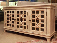 Distressed Rustic  White Finish 3 Glass Door Media Furniture